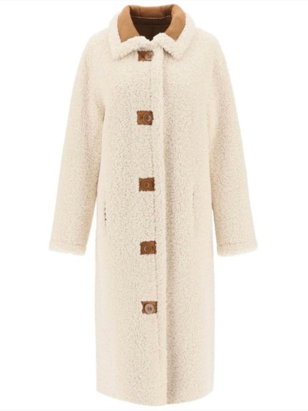 Stand Studio Kenca Cream Sherpa Reversible Coat with Brown Contrast Collar 38